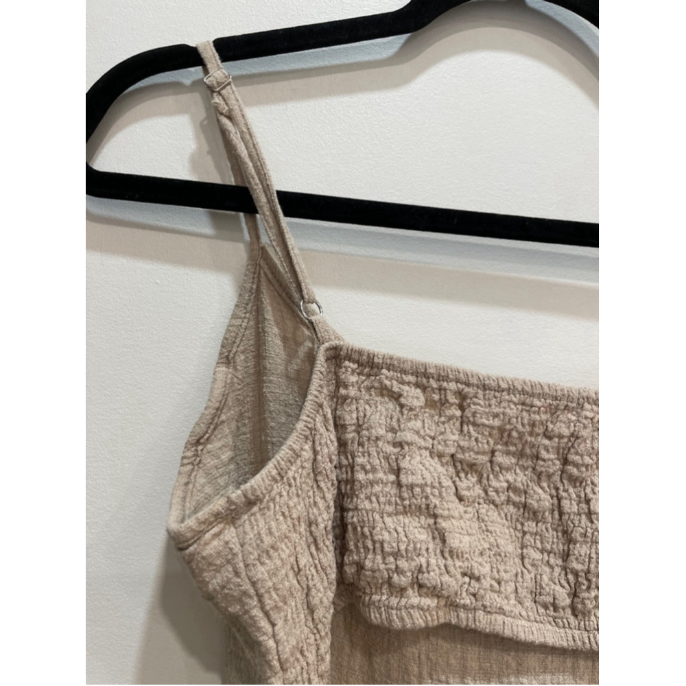 Active USA Romper Medium Textured Cotton Open Smoked Back Minimalist Neutral - Picture 6 of 9